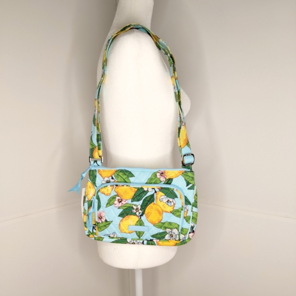 Vera Bradley Light Blue Lemon Print Crossbody Bag